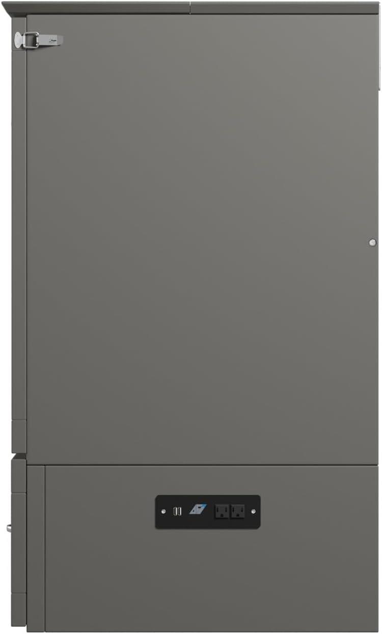 AFI Hamilton Twin XL Solid Wood Murphy Bed Chest with Built-In Charger in Gray