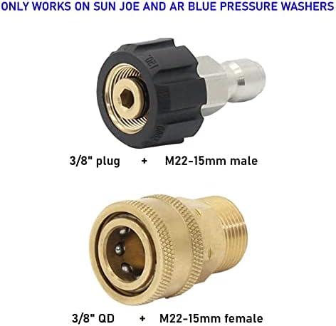 Vortxx Pressure Washer Quick Connect Adapter Set for Sun Joe SPX Series, M22-15mm to 3/8" Quick Release, 5000 PSI, Complete Hassle-Free Set