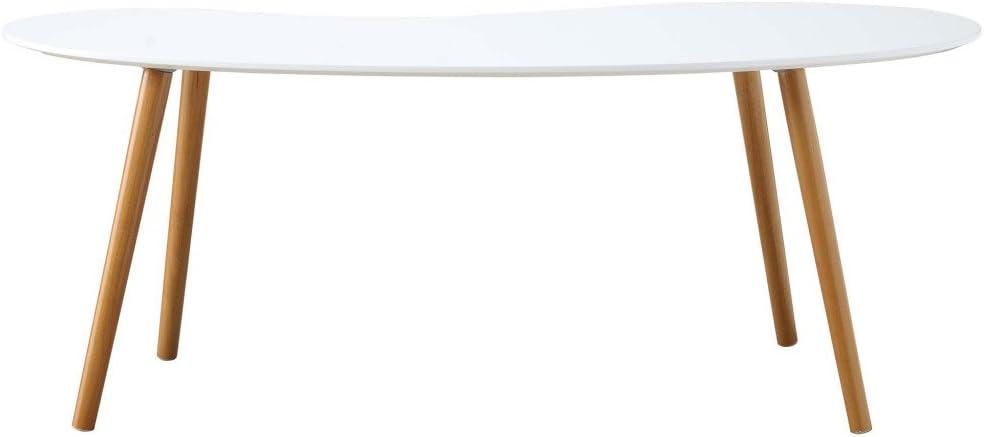 Convenience Concepts Oslo Bean-Shaped Coffee Table in Glossy White Wood Finish
