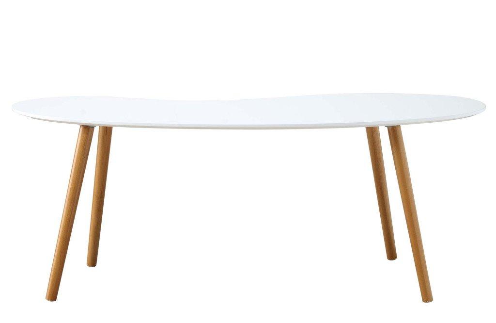 Convenience Concepts Oslo Bean-Shaped Coffee Table in Glossy White Wood Finish