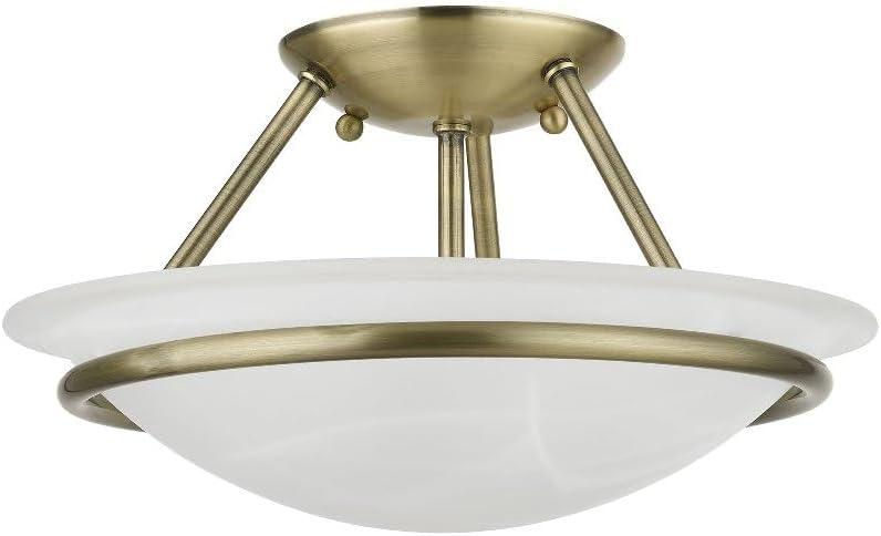 Livex Lighting Newburgh 2 - Light Semi-Flush Mount in Antique Brass