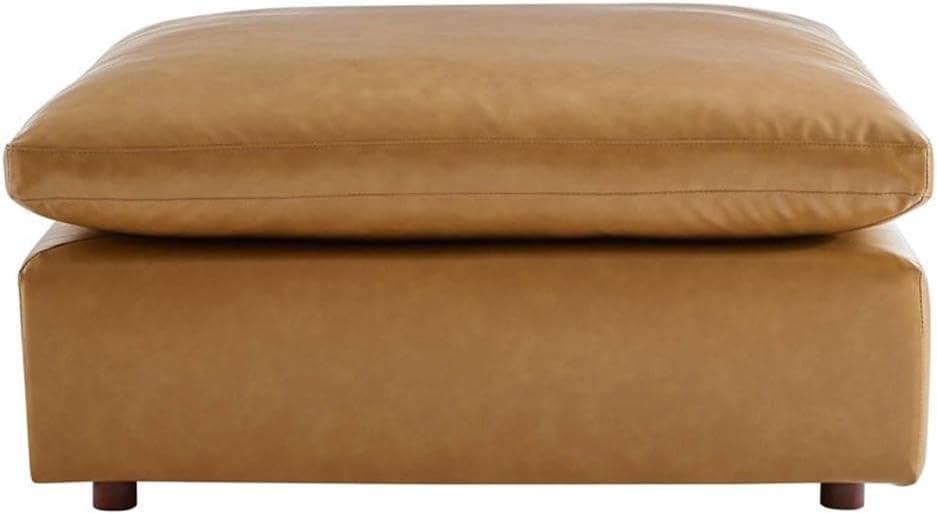 Modway Commix Down Filled Overstuffed Vegan Leather 4-Piece Sectional Sofa in Tan