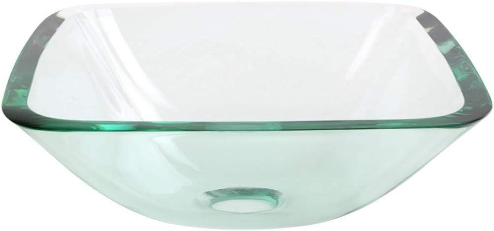 Square Glass Bathroom Vessel Sink with Drain Mini Bath Bowl