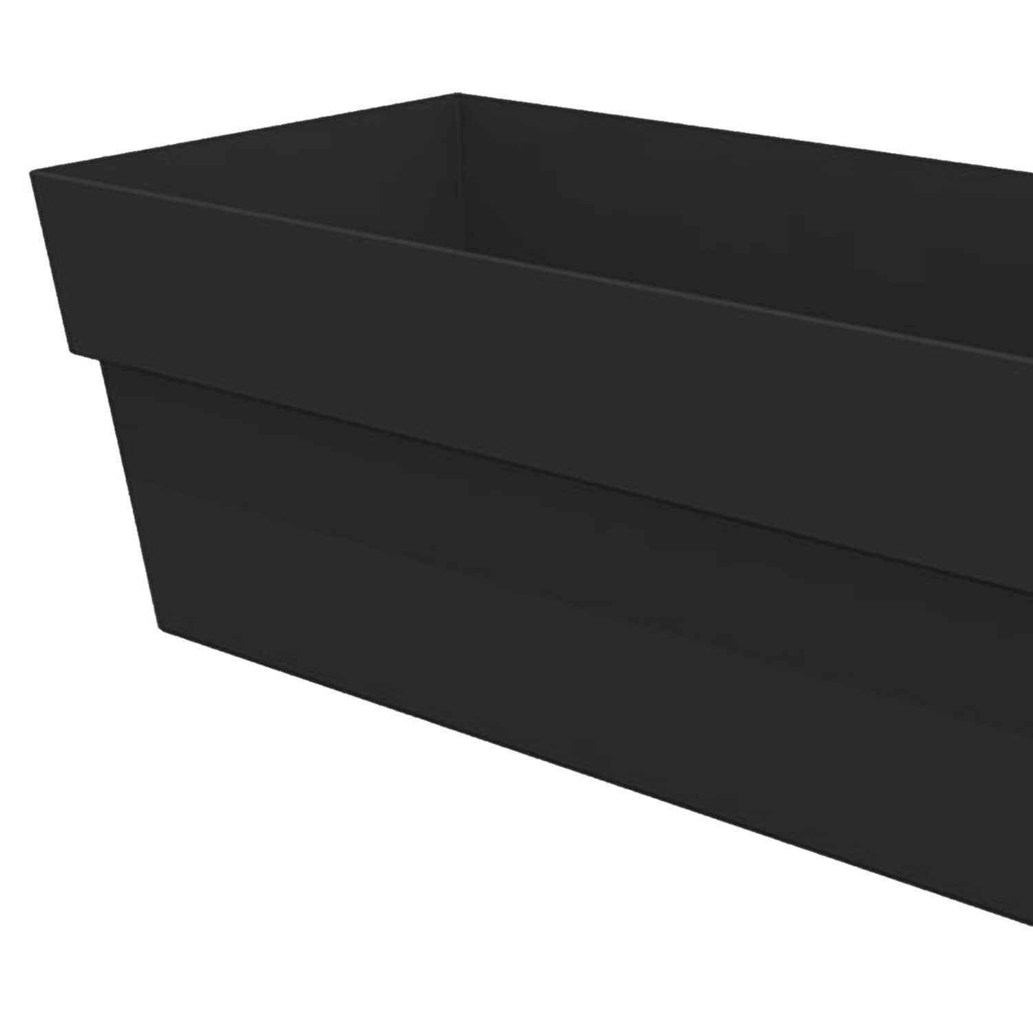 Bloem Finley Deck Rail Rectangle Planter: 24" - Black - Matte Finish, Fits Rail Sizes 3"-6", 100% Recycled Plastic Box, For Indoor and Outdoor Use, Gardening, 7.5 Gallon Capacity