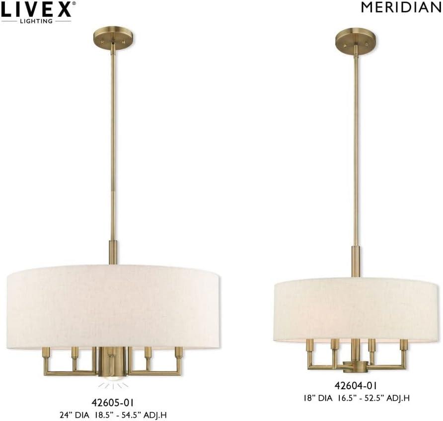 Livex Lighting Meridian 4 - Light Chandelier in  Antique Brass