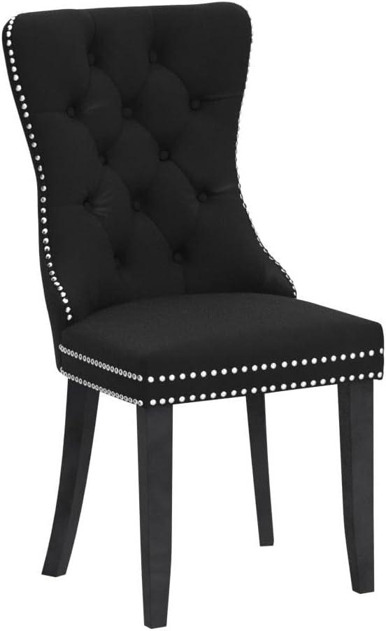 Westice Dining Chairs Set of 6, Tufted Dining Room Chair with Nailhead for Kitchen Restaurant, Black