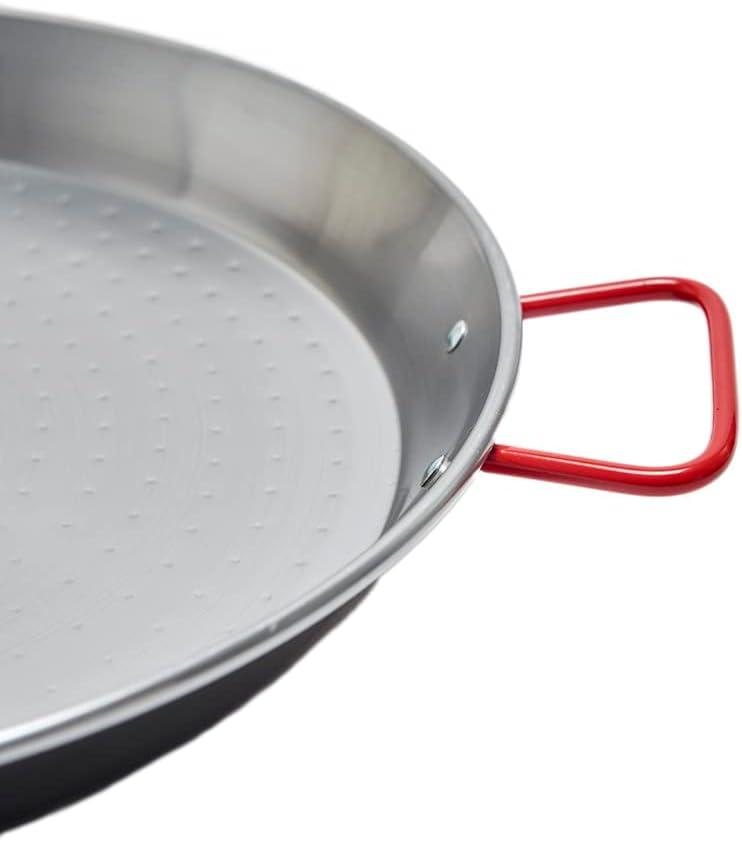 11-Inch Carbon Steel Paella Pan with Red Handles