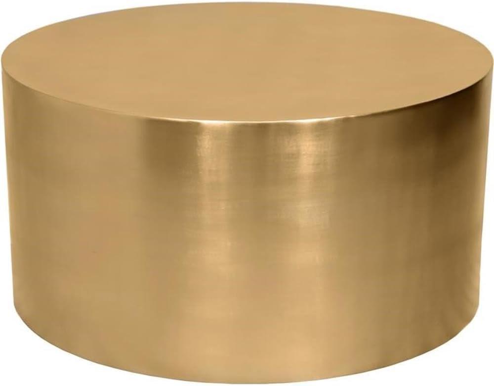 Cylinder Round Brushed Chrome Metal Coffee Table-Meridian Furniture
