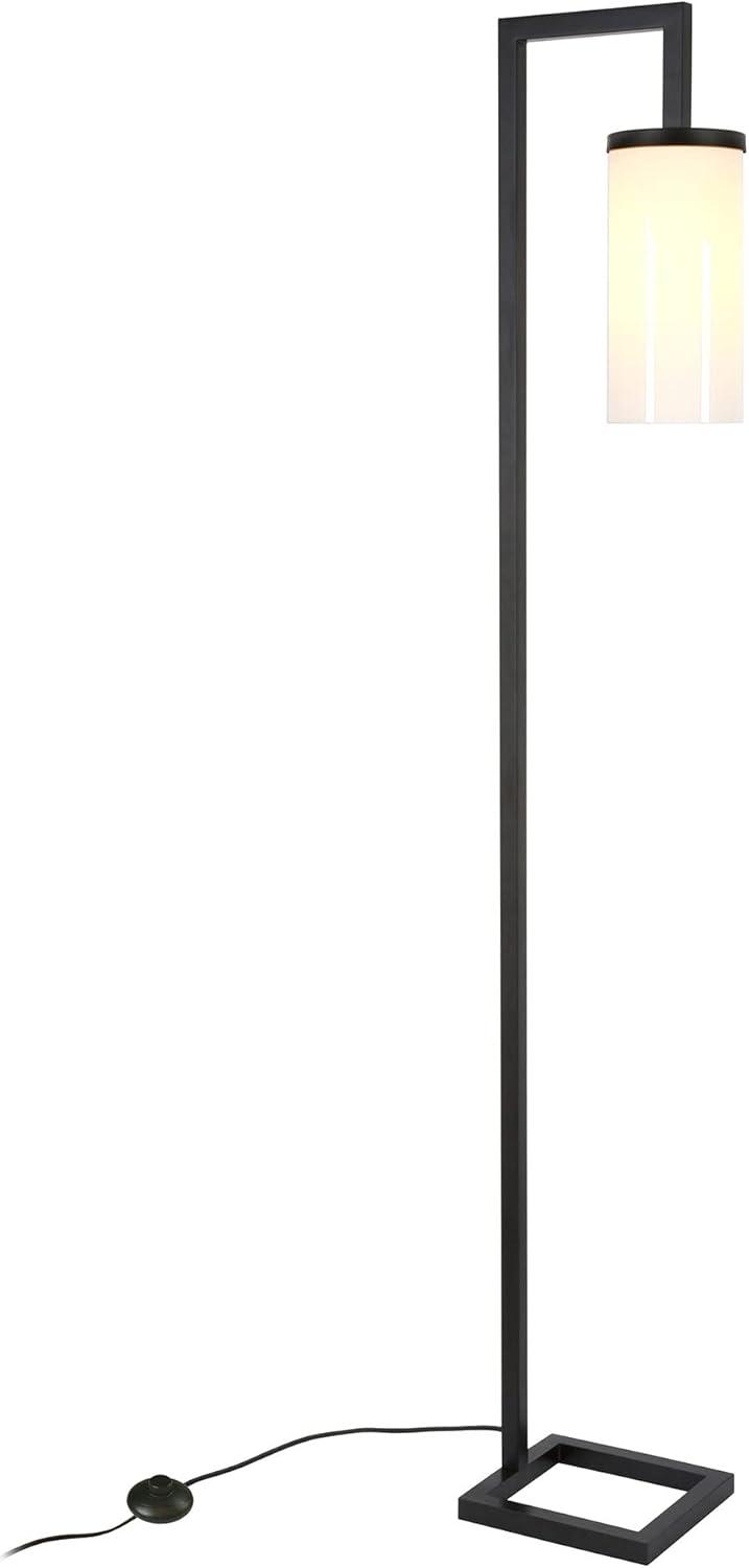 Evelyn&Zoe Malva 67.75" Tall Floor Lamp with Glass shade in Blackened Bronze/White