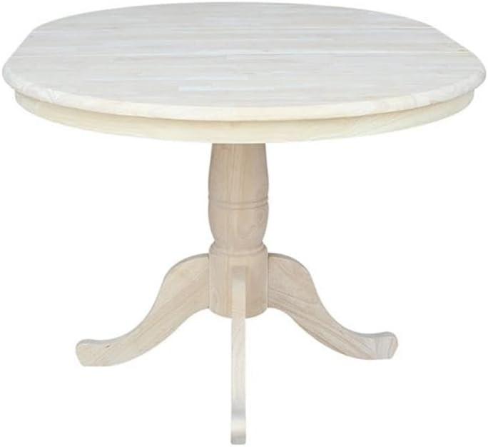 36" Round Top Pedestal Dining Table with 12" Drop Leaf - International Concepts