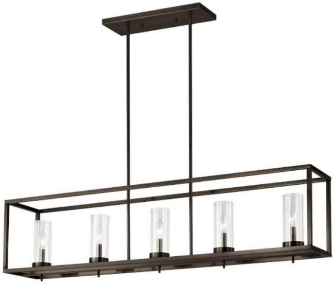 Sea Gull Lighting Generation 6690305EN-778 Transitional Five Light Island Pendant from Seagull-Zire Collection Dark Finish, 48.00 inches, Brushed Oil Rubbed Bronze