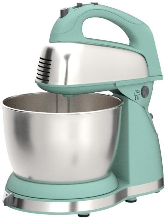 Hamilton Beach Classic Stand Mixer, 4 Quart, Aqua Blue with Accessories