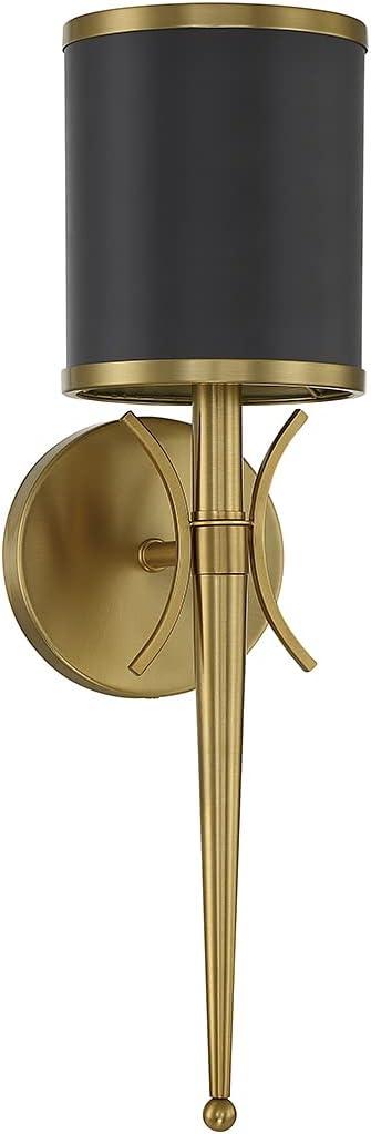 Matte Black and Warm Brass Dimmable Metal Sconce