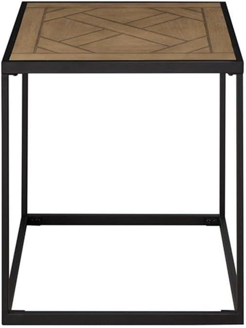 Pemberly Row 20" Square Wood Side Table with Parquet Veneer Top - Brown