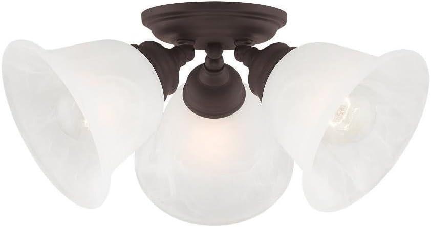 Elegant Essex Bronze 3-Light Ceiling Mount with Alabaster Glass