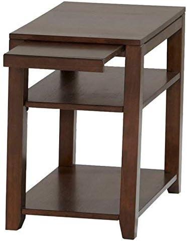 Daytona Contemporary Style Chairside Table with Pull-out Laminate Surface, Regal Walnut