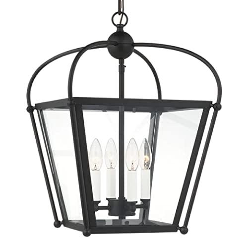 Generation Lighting Charleston 4 -Light Midnight Black Transitional Lantern Mini Hanging Pendant light