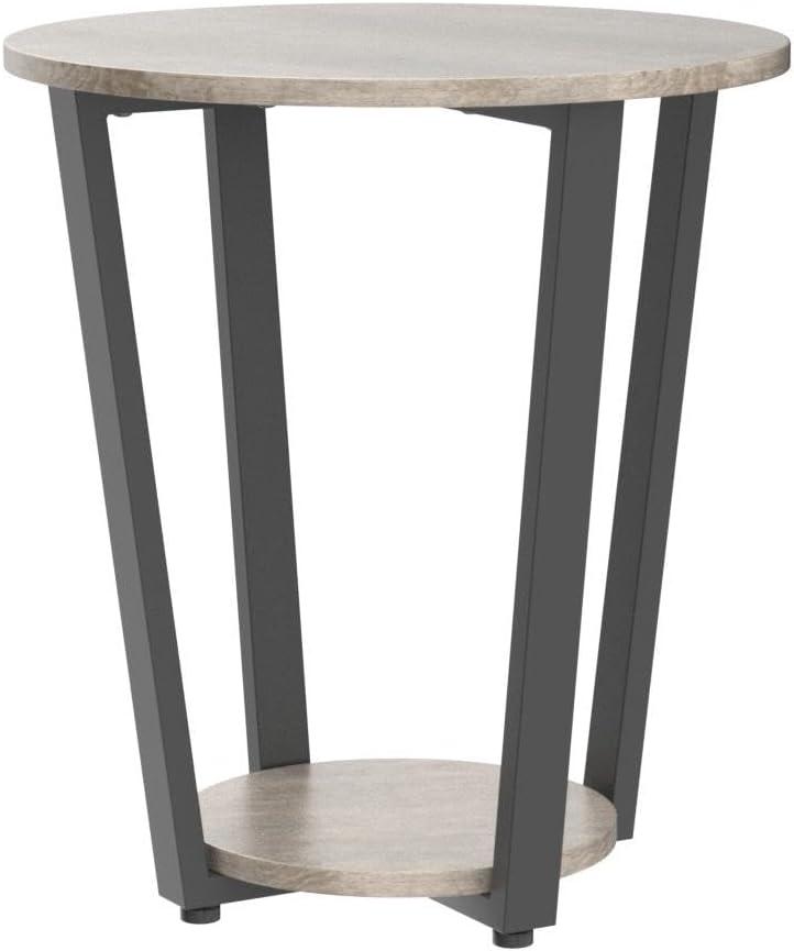 End Table, Nightstand Coffee Table with Open Shelves, Side Table Accent Table with Wooden Frame for Office, Home, Set of 2, Gray