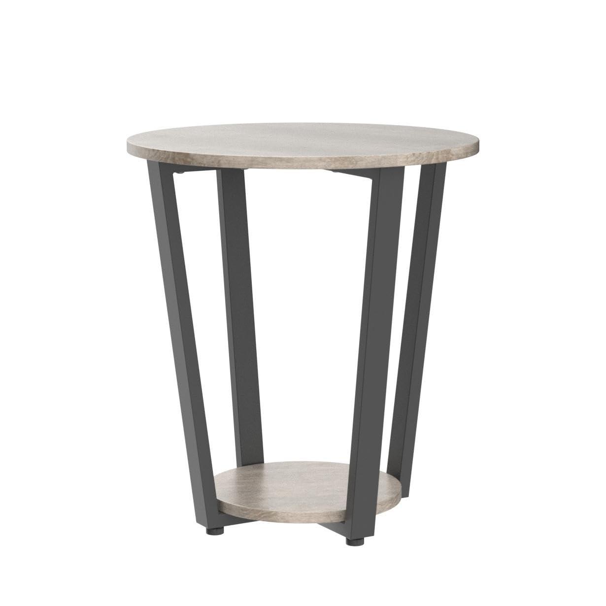 End Table, Nightstand Coffee Table with Open Shelves, Side Table Accent Table with Wooden Frame for Office, Home, Set of 2, Gray