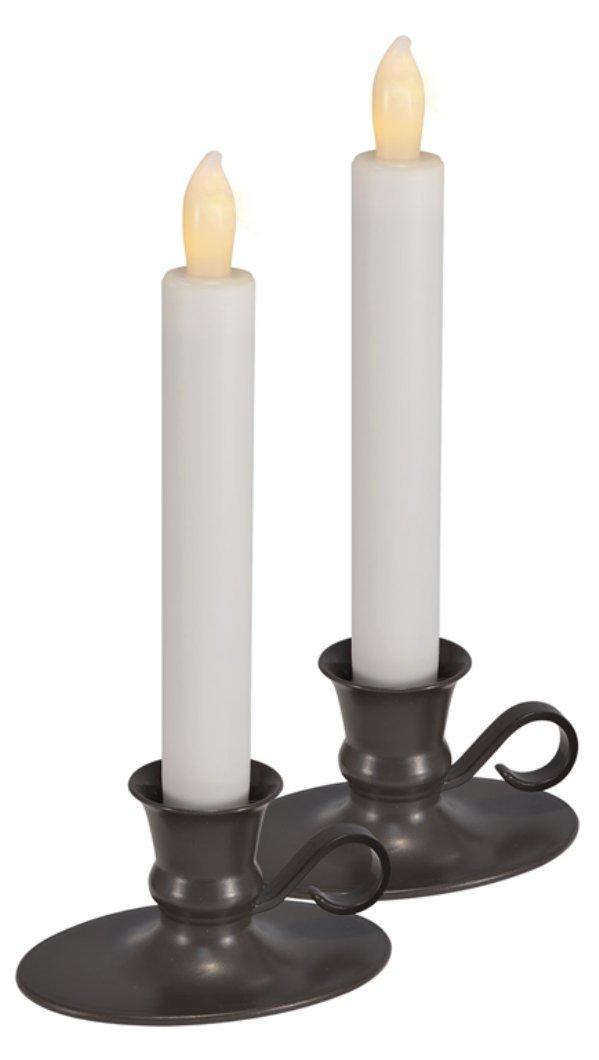 Antique Bronze LED Flameless Taper Candles with Timer, Set of 2