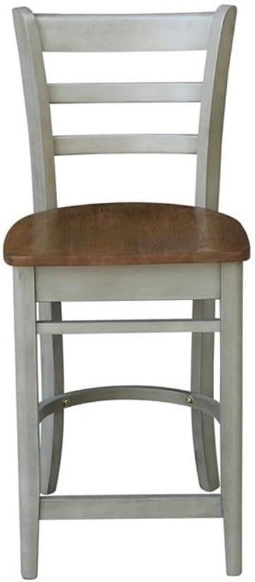 International Concepts Wood Emily Ladder Back Counter Height Stool - 24" Seat Height - Distressed Hickory/Stone