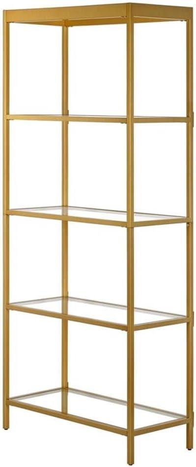 Aurelia 70'' Brass and Tempered Glass Minimalist Bookcase