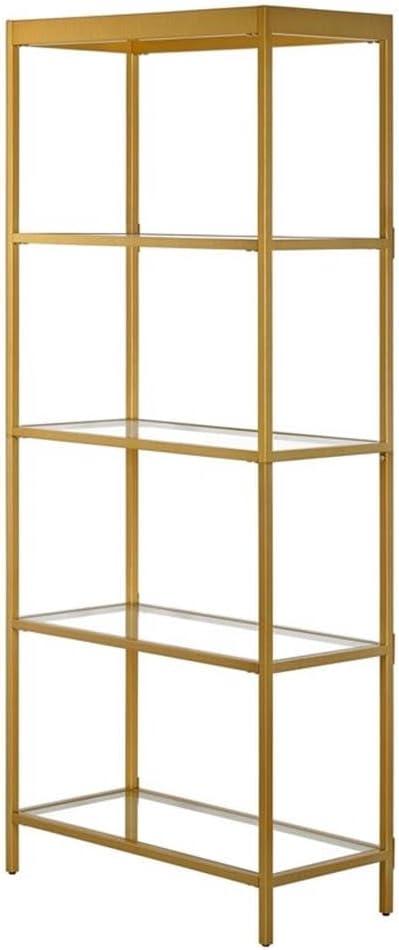 Evelyn&Zoe Alexis 30" Wide Rectangular Bookcase, Brass