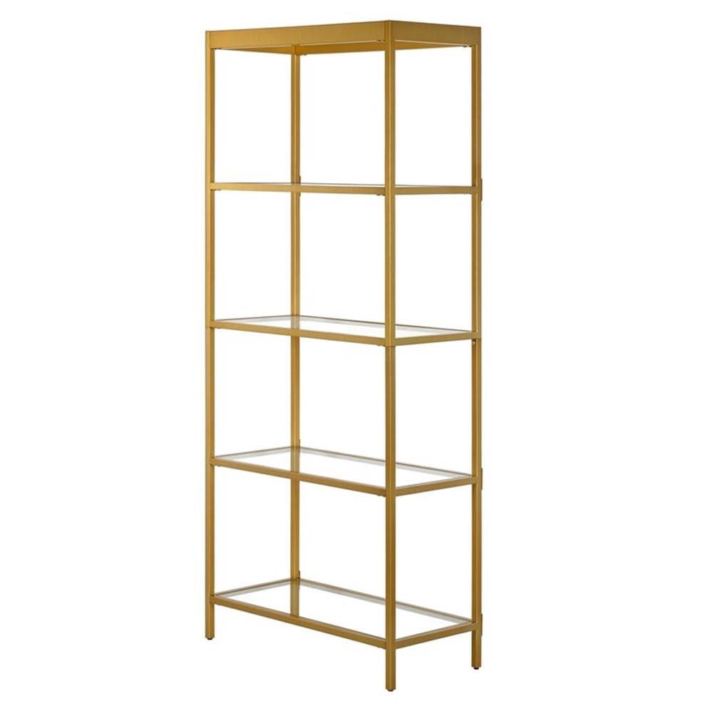 Evelyn&Zoe Alexis 30" Wide Rectangular Bookcase, Brass