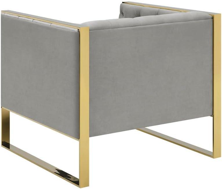 Eastbrook Gray Velvet Tufted Stationary Accent Chair