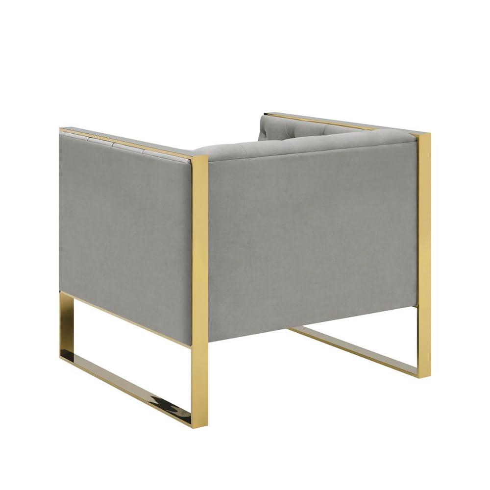 Eastbrook Gray Velvet Tufted Stationary Accent Chair