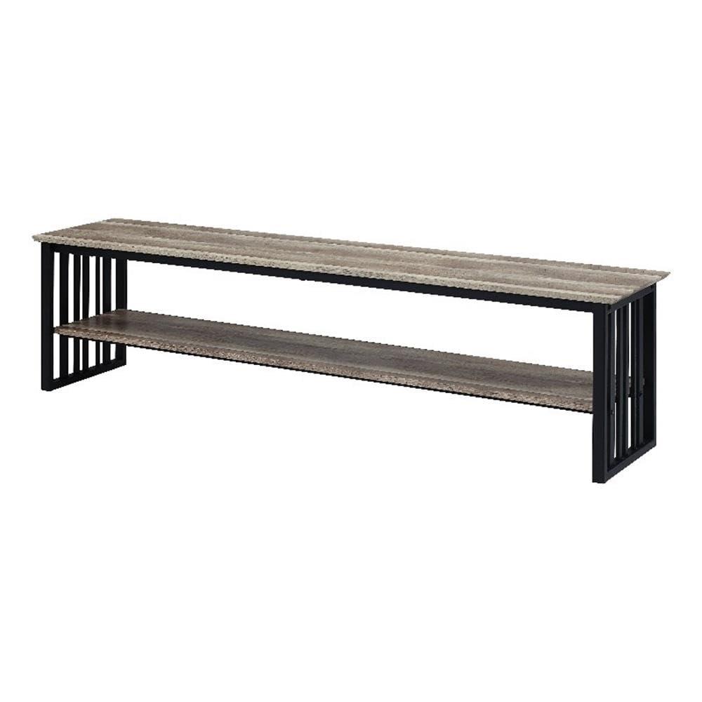 70" Zudora Tv Stand and Console Oak and Sandy Black Finish - Acme Furniture