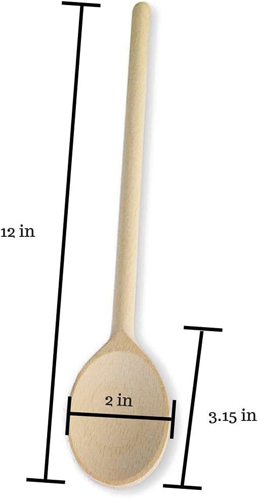 Mr.Woodware 12 Inch Wooden Spoons for Cooking - Set of 12 Long Handle Oval Wooden Spoon for Mixing, Stirring, Tasting - Kitchen Wooden Utensils For Cooking and Crafts, Personalized Wood Burning