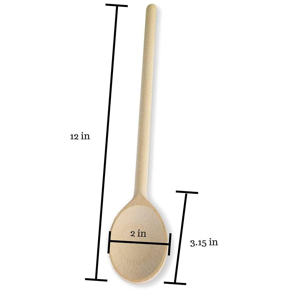 Mr.Woodware 12 Inch Wooden Spoons for Cooking - Set of 12 Long Handle Oval Wooden Spoon for Mixing, Stirring, Tasting - Kitchen Wooden Utensils For Cooking and Crafts, Personalized Wood Burning