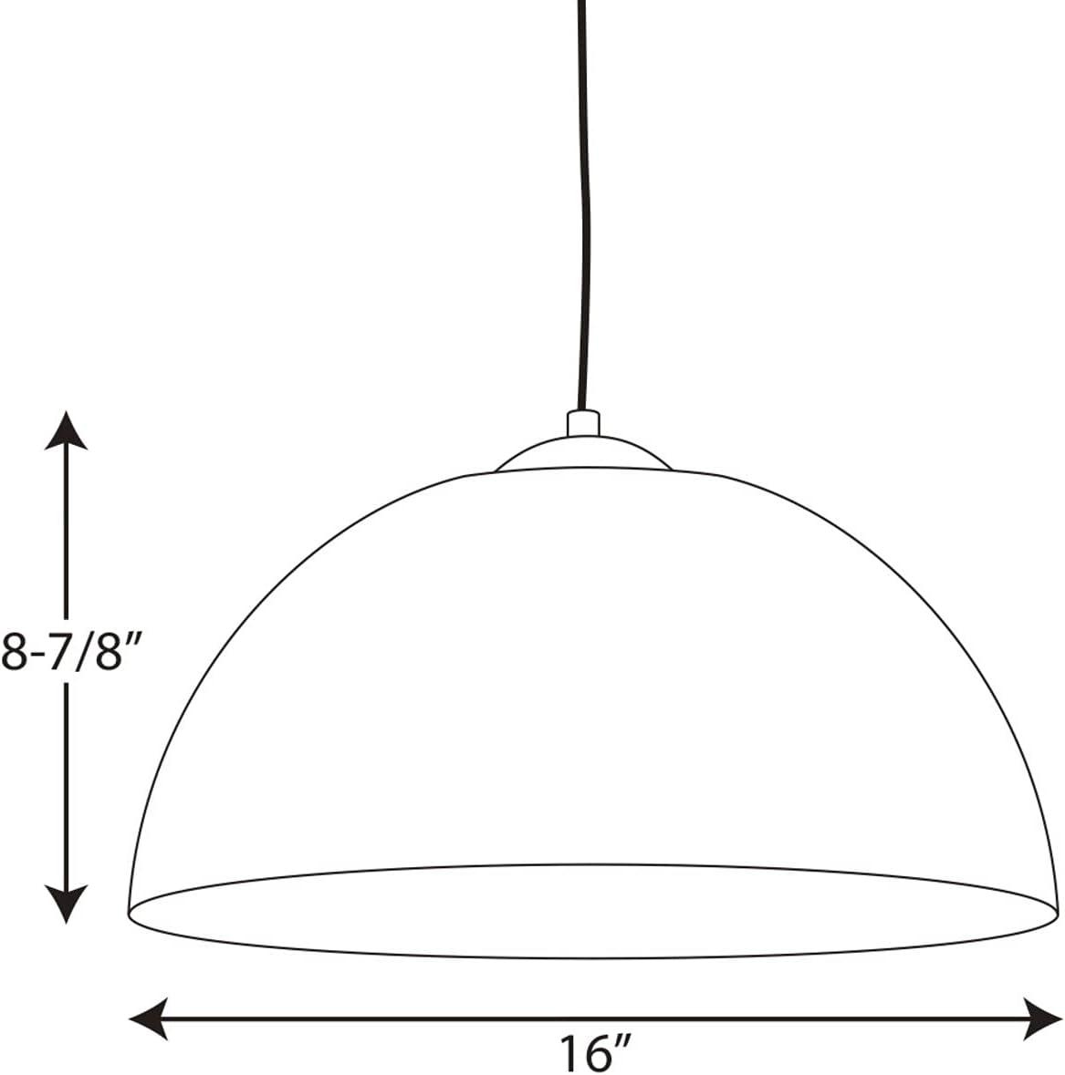 Progress Lighting Dome Collection 1-Light LED Pendant, Satin Aluminum Finish, Painted Silver Interior, Steel Material