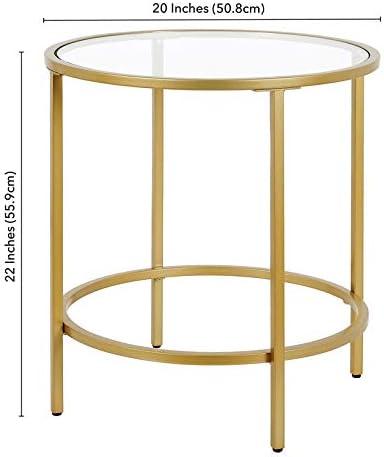Evelyn&Zoe Sivil 20" Wide Round Side Table, Brass