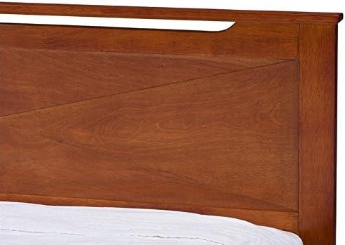 Twin Demitasse Wood Contemporary Bed -Brown - Baxton Studio: Solid Rubberwood, X-Pattern Headboard