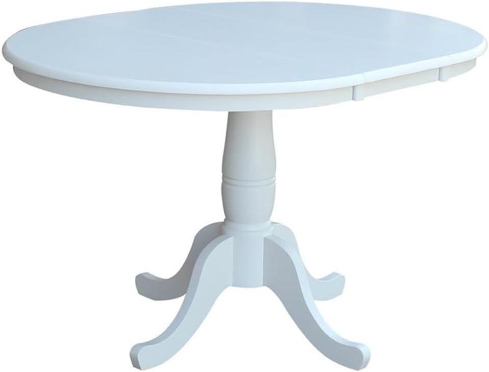 36" Kyle Round Top Pedestal Table with 12" Drop Leaf White - International Concepts