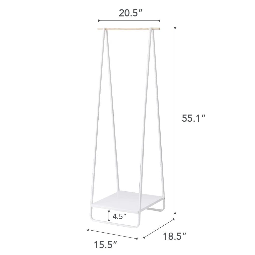 Yamazaki Home Tower Freestanding Coat Hanger Clothes Rack With Shelf, 55" - Steel