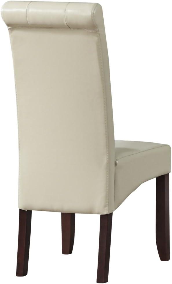 Cosmopolitan Deluxe Tufted Parson Chair (Set of 2) in Satin Cream Faux Leather