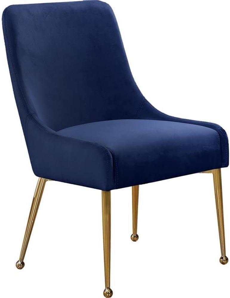 Homestock Mediterranean Mastery Navy Velvet Dining Chair, Set of 2