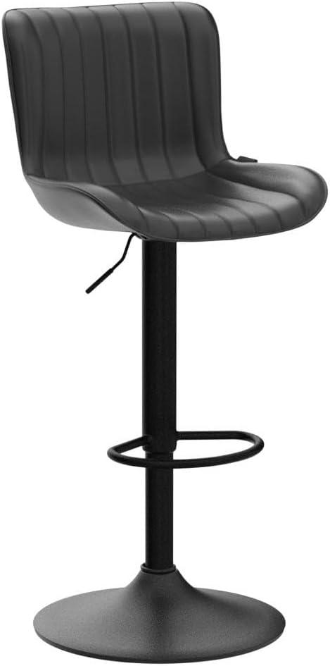 Zager Swivel Adjustable Height Bar Stools, Leather Upholstered Counter Stools, Modern Pub Stool