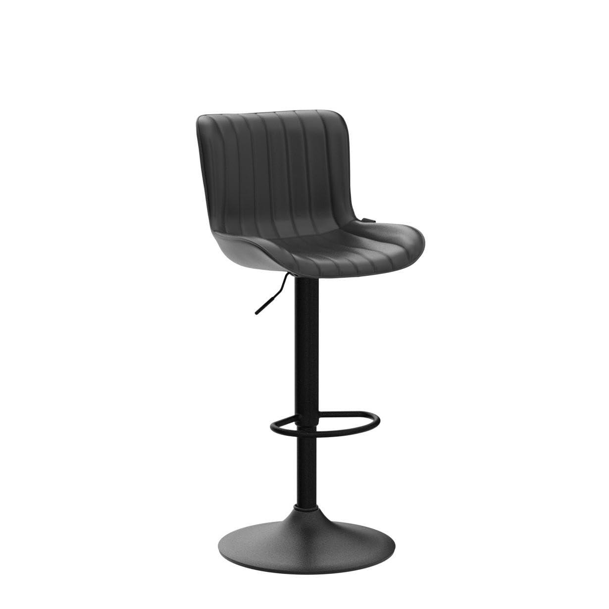 Zager Swivel Adjustable Height Bar Stools, Leather Upholstered Counter Stools, Modern Pub Stool