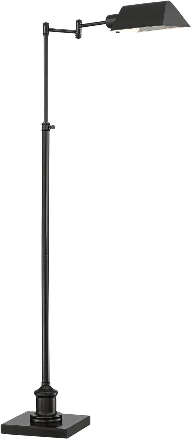 Regency Hill Jenson Traditional Pharmacy Swing Arm Floor Lamp 54" Tall Adjustable Dark Bronze Metal Shade for Living Room Reading Bedroom Office