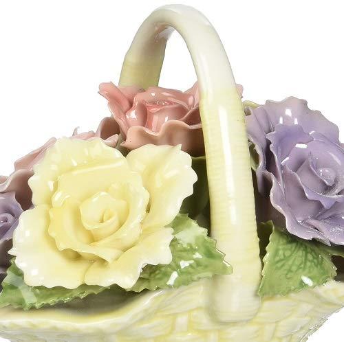 Kevins Gift Shoppe Ceramic Rose Flowers Basket Figurine