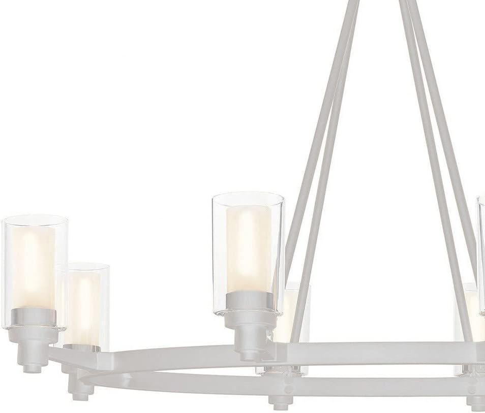 Circolo 27" 8 Light Oval Chandelier with Clear Outer and Satin Etched Inner Cylinders Brushed Nickel