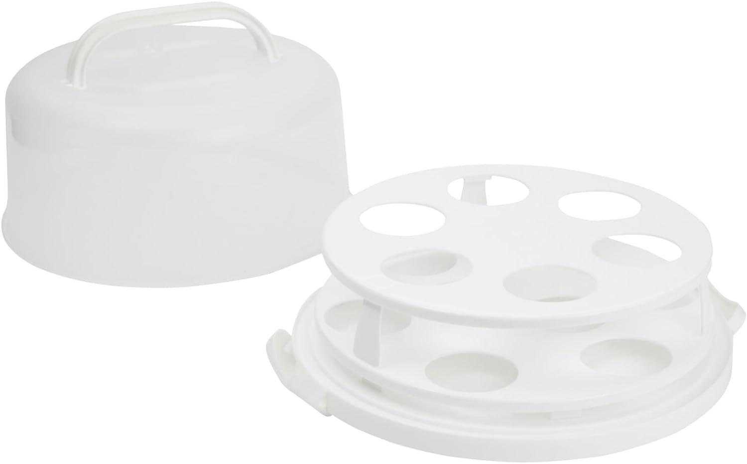 Juvale 2-In-1 Round Cake Carrier with Lid for 10-Inch Pies, 14 Cupcakes (12 x 5.9 In)