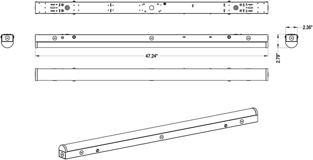 Adjustable White Iron LED Strip Light Fixture, 4ft