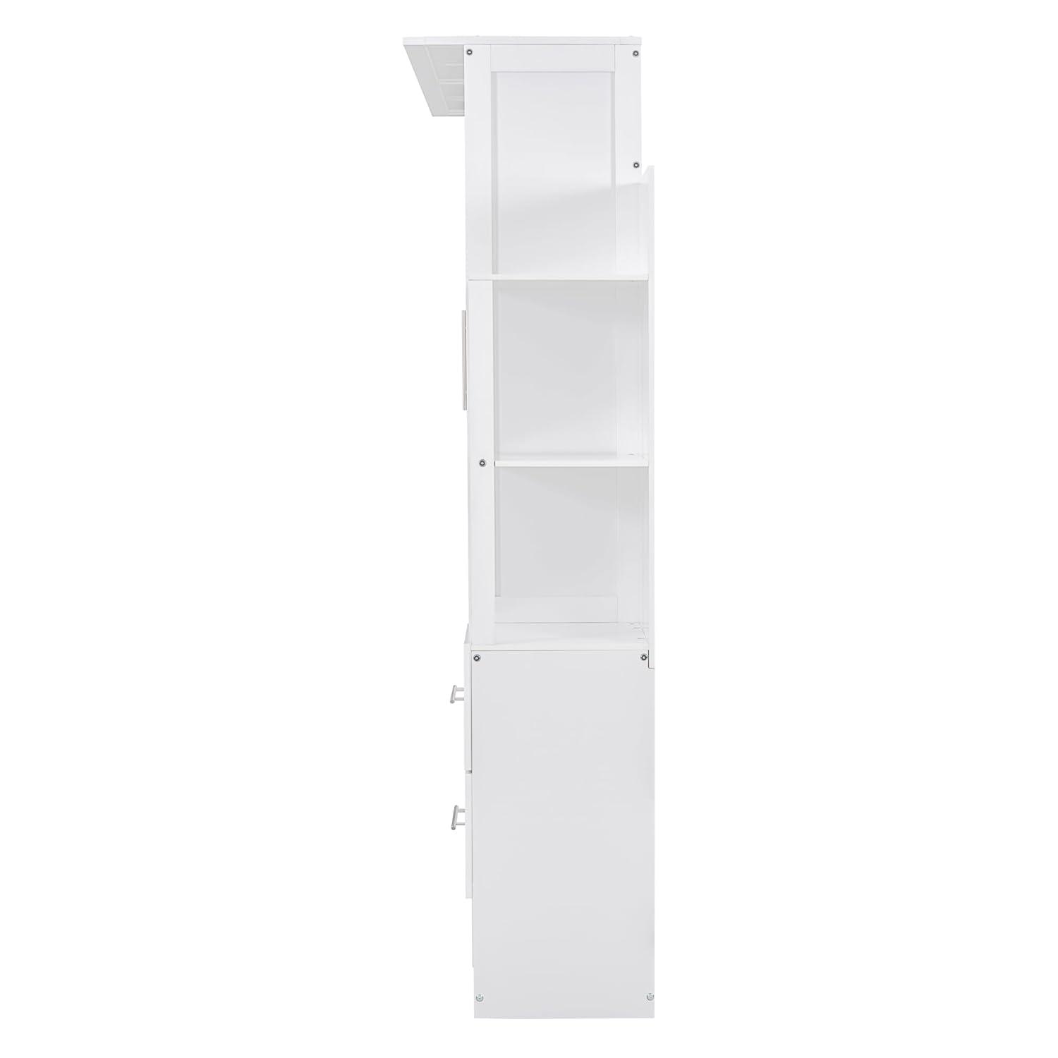 Harper & Bright Designs Full Size Murphy Bed Wall Bed with Storage Shelves, Drawers and LED Lights, Space-Saving for Multipurpose Guest Room or Home Office, White