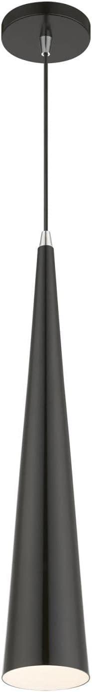 Livex Lighting Andes 1 - Light Pendant in  Shiny Black/Polished Chrome