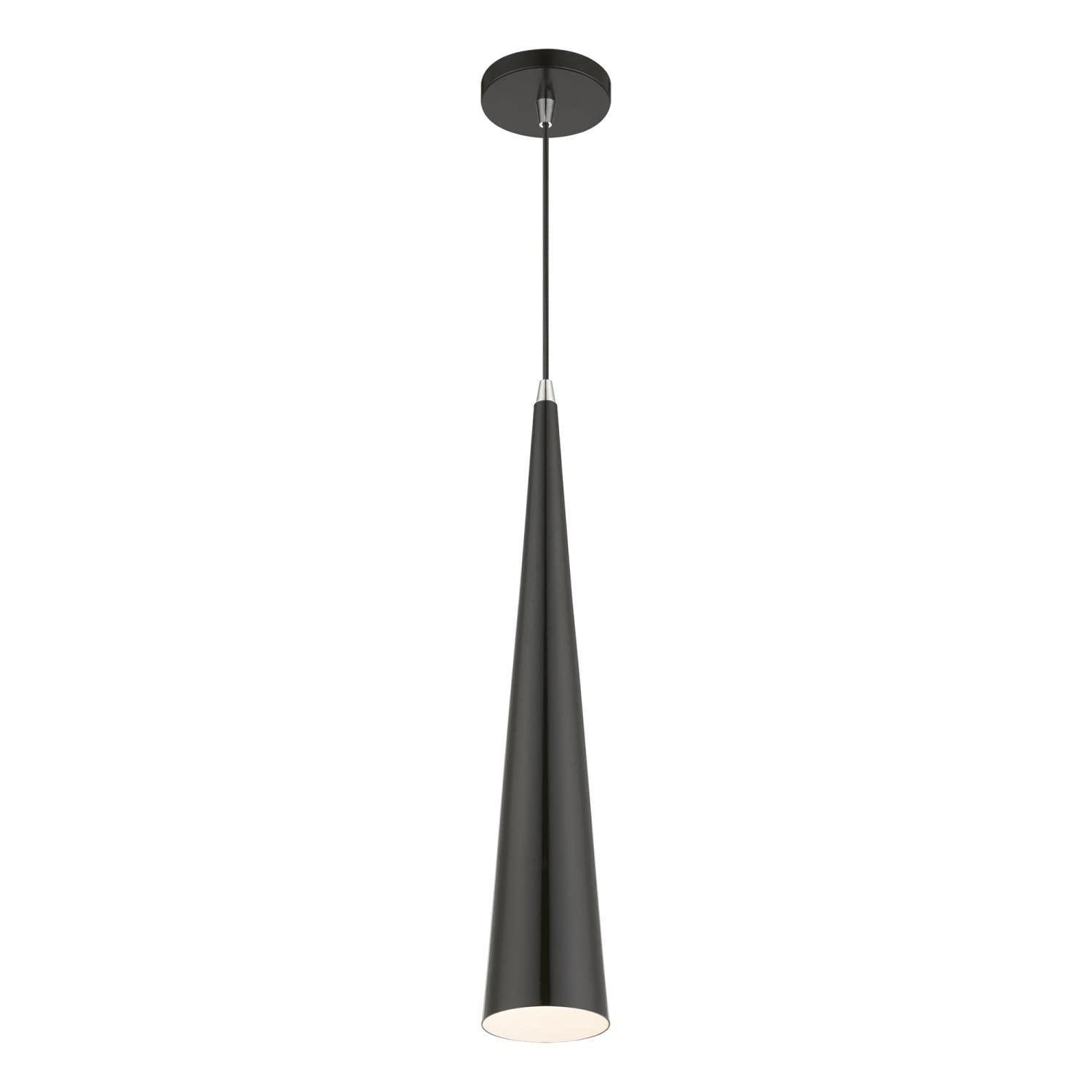 Livex Lighting Andes 1 - Light Pendant in  Shiny Black/Polished Chrome